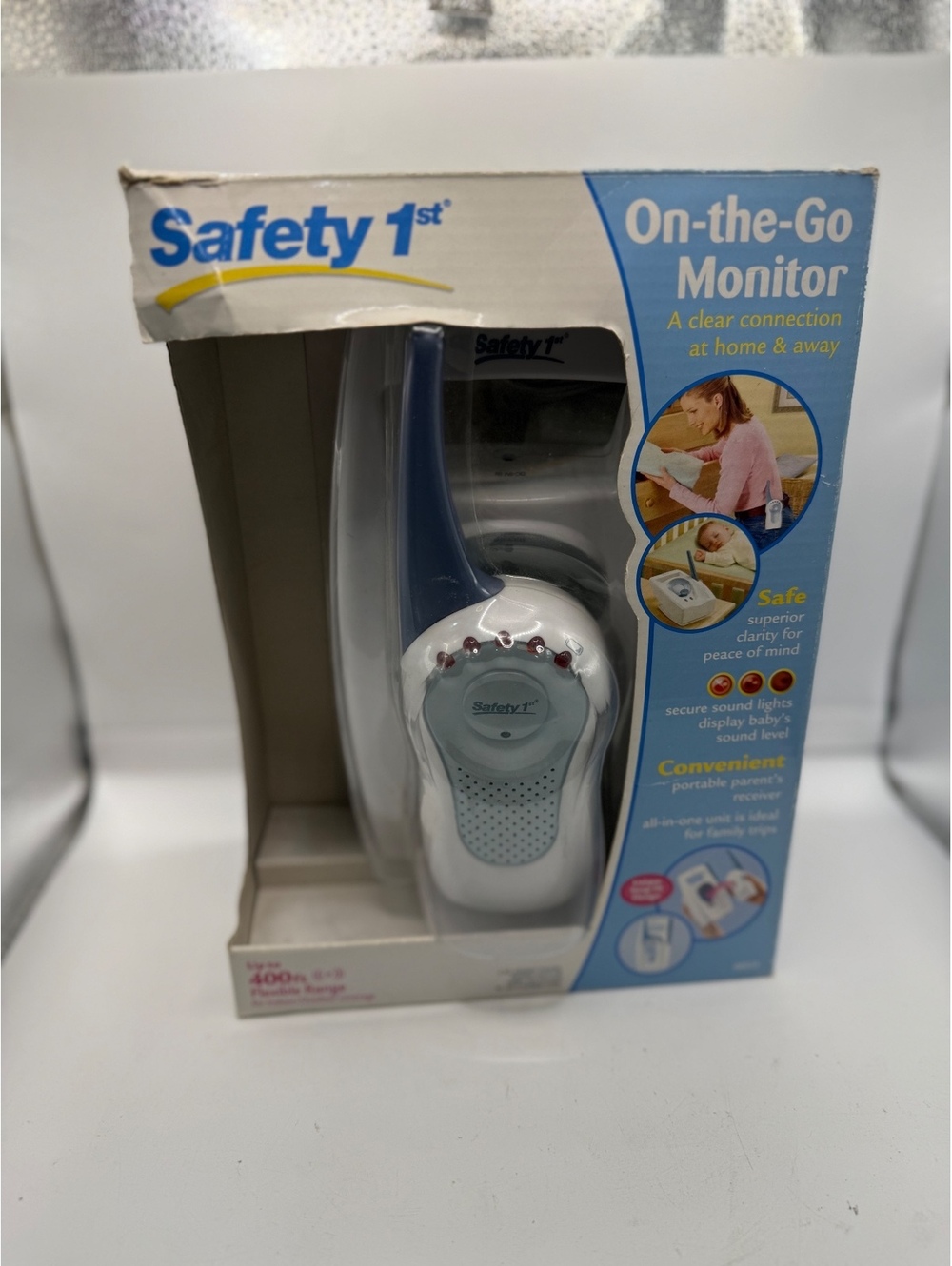 Safety 1st On-the-Go Baby Monitor 400ft Range Used Missing 1 Power Adapter